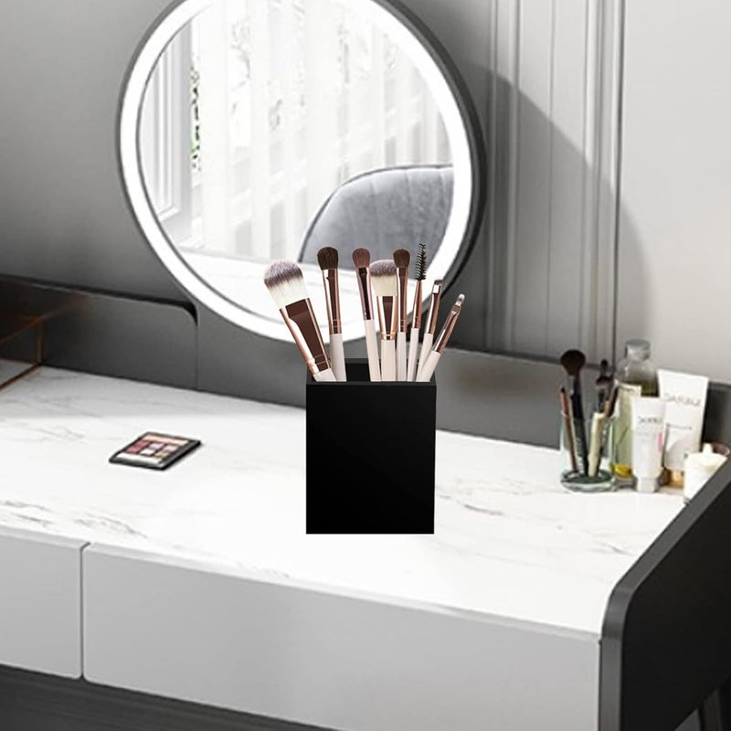 Ptaedex 2 Pack Acrylic Pen Pencil Holder, Black Makeup Brush Holder Cup Storage Office Desktop Desk Table Stationery Organizer - Image 4